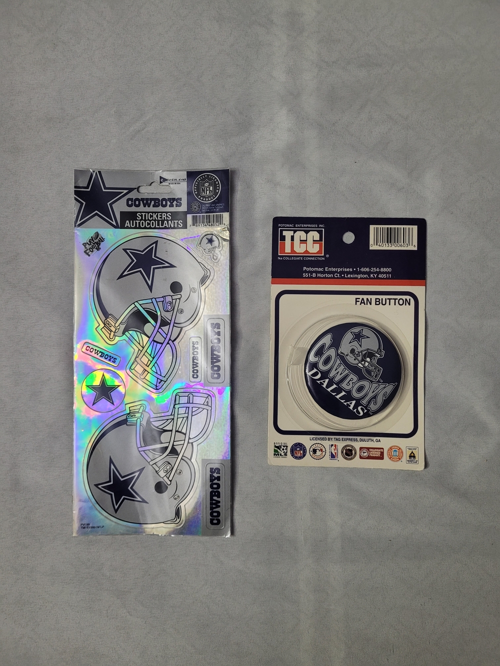 Dallas Cowboys NFL Fan Button & Helmet Sticker Set